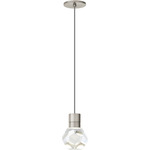 Kira Pendant - Satin Nickel / Black / White Cord