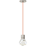 Kira Pendant - Satin Nickel / Orange Cord