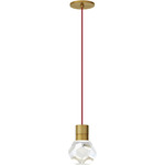 Kira Pendant - Natural Brass / Red Cord