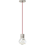 Kira Pendant - Satin Nickel / Red Cord