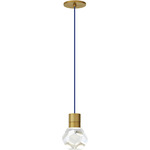 Kira Pendant - Natural Brass / Blue Cord