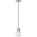 Kira Pendant - Satin Nickel / Blue Cord