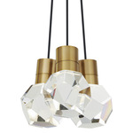 Kira Multi-Light Pendant - Natural Brass / Black Cord