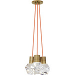 Kira Multi-Light Pendant - Natural Brass / Orange Cord