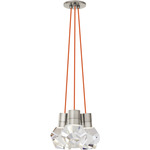 Kira Multi-Light Pendant - Satin Nickel / Orange Cord