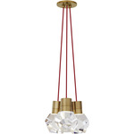 Kira Multi-Light Pendant - Natural Brass / Red Cord