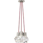 Kira Multi-Light Pendant - Satin Nickel / Red Cord