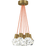 Kira Multi-Light Pendant - Natural Brass / Orange Cord