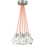 Kira Multi-Light Pendant - Satin Nickel / Orange Cord