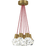 Kira Multi-Light Pendant - Natural Brass / Red Cord