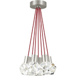Kira Multi-Light Pendant - Satin Nickel / Red Cord