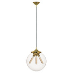 Kilo Retro Pendant - Brushed Brass / Clear