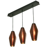 Mila Linear Multi Light Pendant - Black / Copper