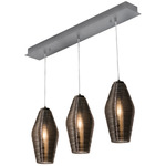 Mila Linear Multi Light Pendant - Satin Nickel / Smoke