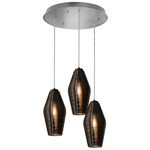 Mila Round Multi Light Pendant - Satin Nickel / Smoke