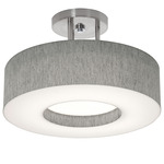 Montclair Semi Flush Ceiling Light - Satin Nickel / Grey
