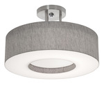 Montclair Semi Flush Ceiling Light - Satin Nickel / Grey