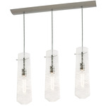 Spun Linear Multi Light Pendant - Satin Nickel / Clear Spun