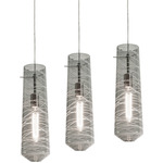 Spun Linear Multi Light Pendant - Satin Nickel / Smoke Spun