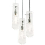 Spun Round Multi Light Pendant - Satin Nickel / Clear Spun