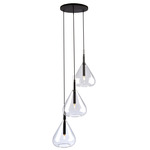 Conic Multi Light Pendant - Black / Clear