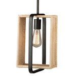 Perris Pendant - Black / Rattan