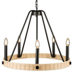 Perris Chandelier - Black / Rattan