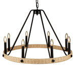 Perris Chandelier - Black / Rattan