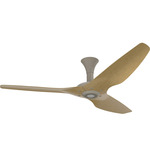 Haiku Low Profile Outdoor Ceiling Fan - Satin Nickel / Caramel Aluminum