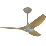 Haiku Universal Mount Outdoor Ceiling Fan with Downlight - Satin Nickel / Caramel Aluminum