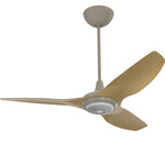 Haiku Universal Mount Outdoor Ceiling Fan with Downlight - Satin Nickel / Caramel Aluminum