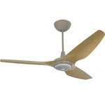 Haiku Universal Mount Outdoor Ceiling Fan with Downlight - Satin Nickel / Caramel Aluminum