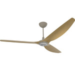 Haiku Universal Mount Outdoor Ceiling Fan with Downlight - Satin Nickel / Caramel Aluminum