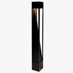 Mount Rainier Three-Window Outdoor Bollard 12V - Black Aluminum / Frosted