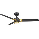 Amped Ceiling Fan with Light - Black / Brushed Satin Brass / Black