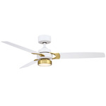 Amped Ceiling Fan with Light - Matte White / Brushed Satin Brass / Matte White
