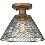 Carver Semi Flush Ceiling Light - Copper Patina