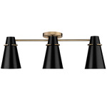 Reeva 3-Light Semi Flush Ceiling Fixture - Modern Brass / Matte Black