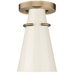 Reeva Semi Flush Ceiling Fixture - Modern Brass / Glossy Ecru