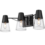 Ryker Bathroom Vanity Light - Matte Black / Clear