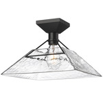 Kepler Semi Flush Ceiling Fixture - Matte Black / Clear Water