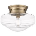 Ingalls Semi Flush Ceiling Fixture - Modern Brass / Clear