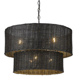 Erma Chandelier - Matte Black / Black Wicker