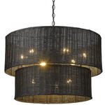 Erma Chandelier - Matte Black / Black Wicker