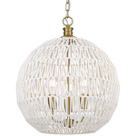 Florence Pendant - Brushed Champagne Brass / White