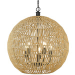 Florence Pendant - Matte Black / Raffia