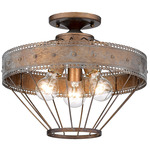 Ferris Semi Flush Ceiling Light - Copper Patina