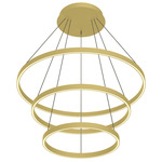 Cerchio Three Tier Chandelier - Brushed Gold / Frosted
