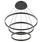 Cerchio Three Tier Chandelier - Black / Frosted