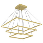 Piazza Three Tier Chandelier - Brushed Gold / Opal